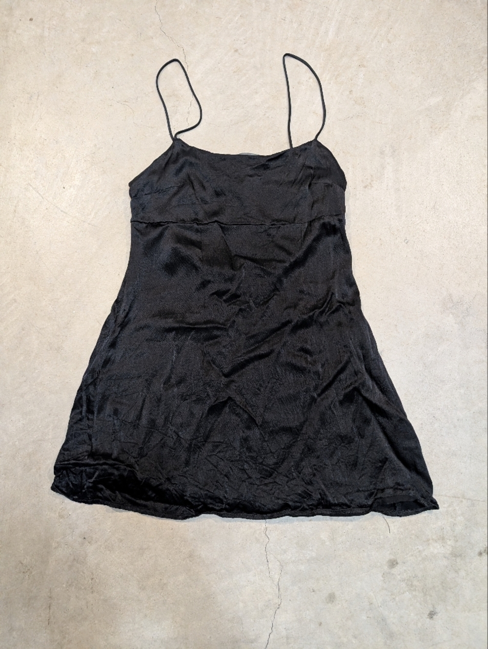 Anthropology Black Viscose Slip Dress with Spaghetti Straps Side Zip